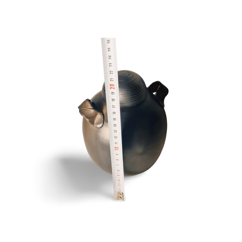 Juodas keraminis indas su dangteliu 20 cm dekoratyvinis