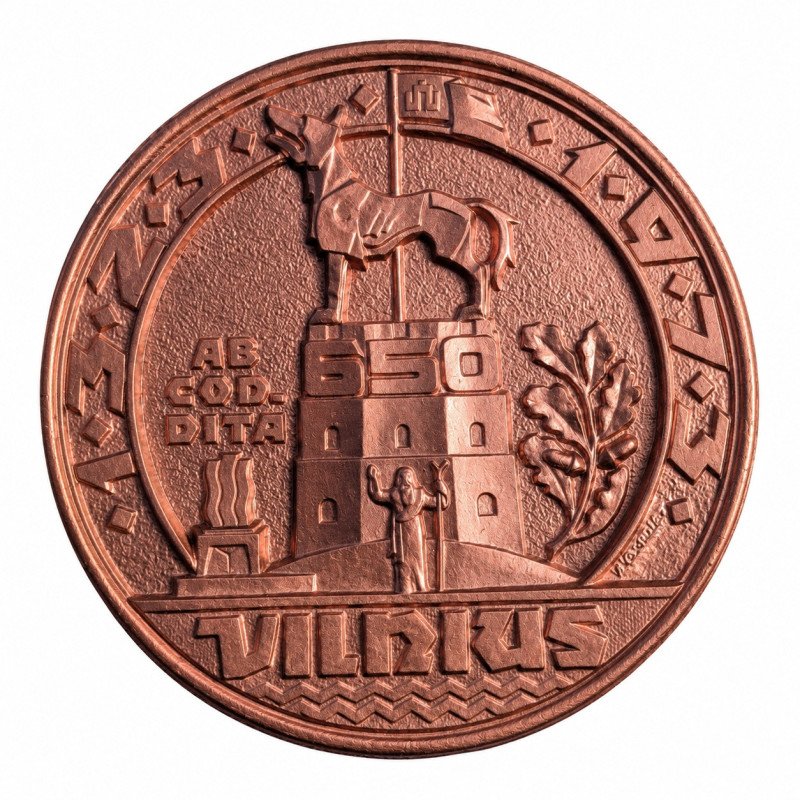 Vintažinis aliuminio bareljefas „Vilnius 650“ 1323