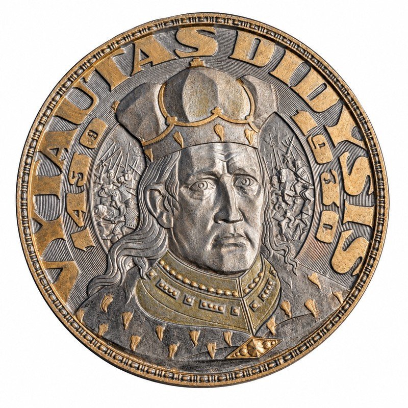 Vintažinis aliuminio bareljefas „Vytautas Didysis 1430–1930“