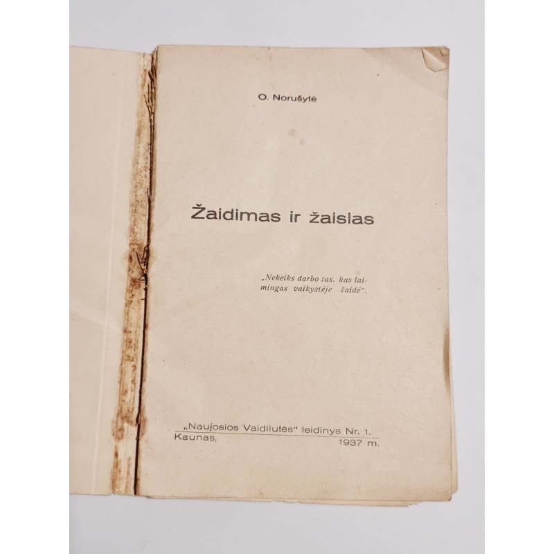 Žaidimas ir žaislas  O. Norušytė 1937 m